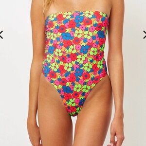 Frankies Bikinis - Stella Strapless one piece in Groovy print